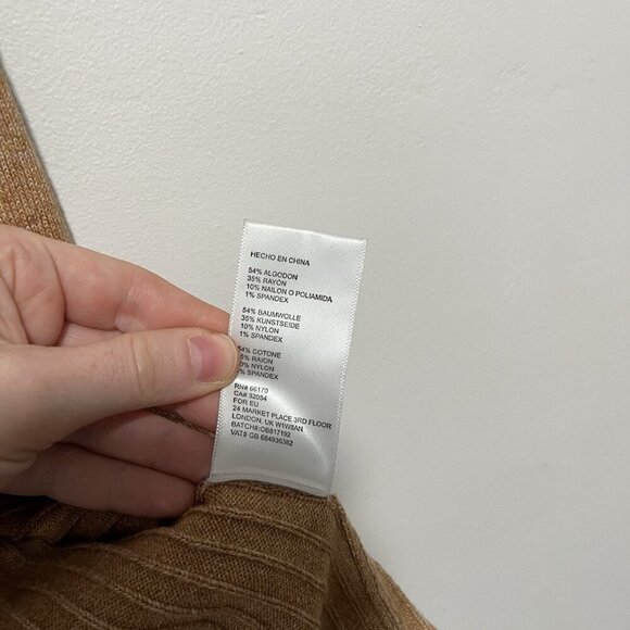 Free People Skyline Midi Ribbed Front Slit Stretchy Skirt in Tan Size Small - Picture 4 of 8